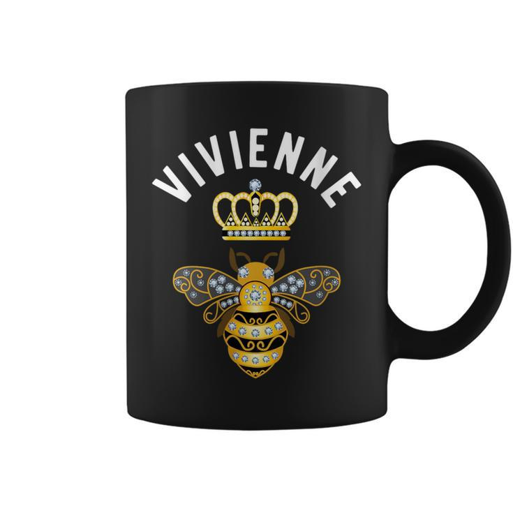 Vivienne Name Vivienne Birthday Queen Crown Bee Vivienne Coffee Mug