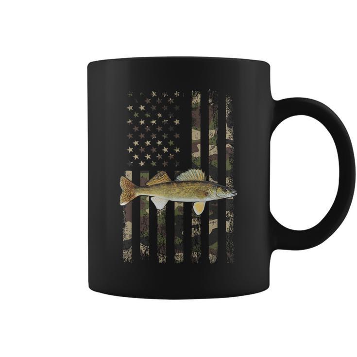 Walleye Camo American Flag Fishing Walleye Coffee Mug