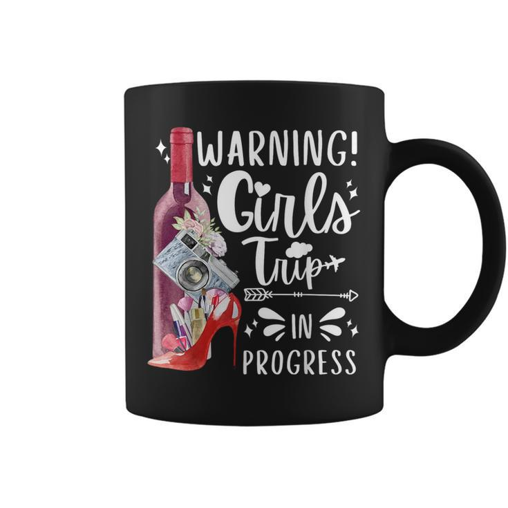 Warning Girls Trip In Progress 2024 Matching Vacation Squad Coffee Mug