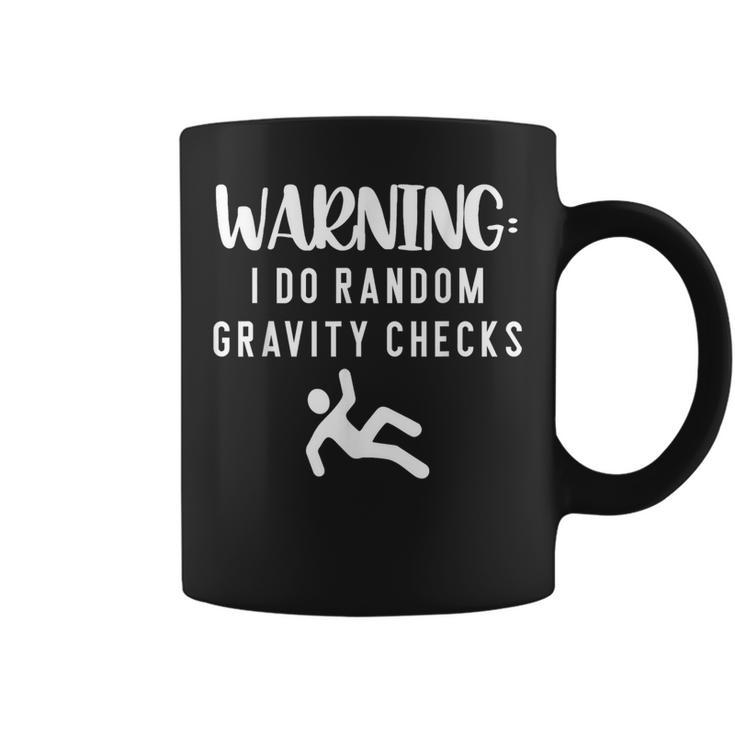 Warning I Do Random Gravity Checks Stick Man Coffee Mug