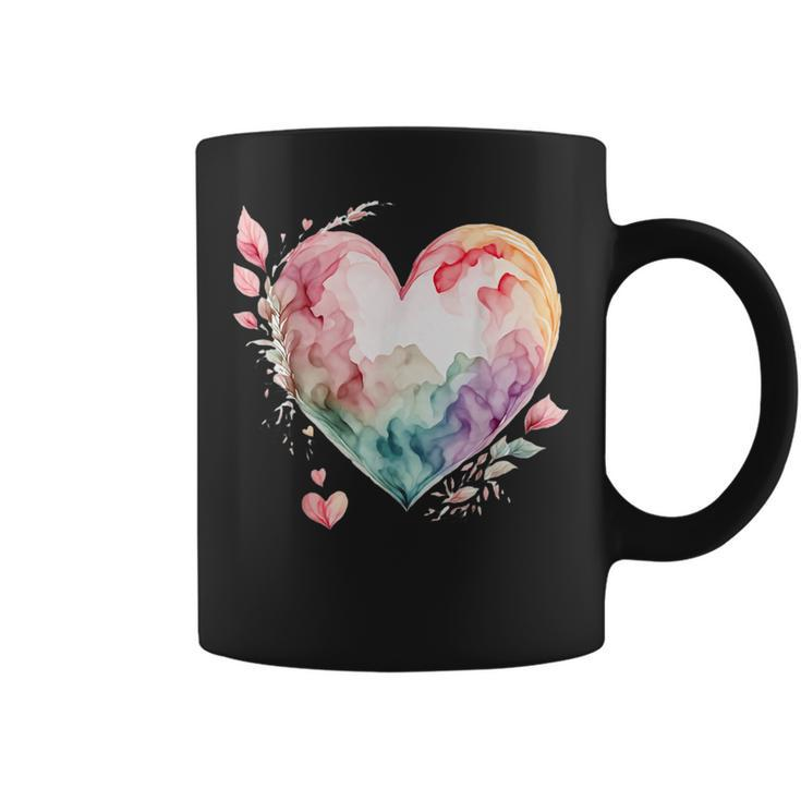 Watercolor Heart Valentine's Day Vintage Graphic Valentine Coffee Mug