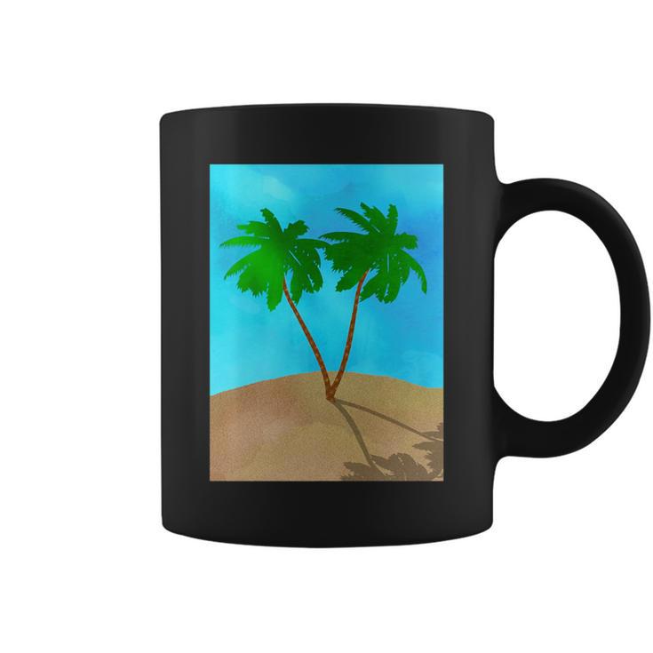 Watercolor Palm Tree Beach Scene Collage Coffee Mug