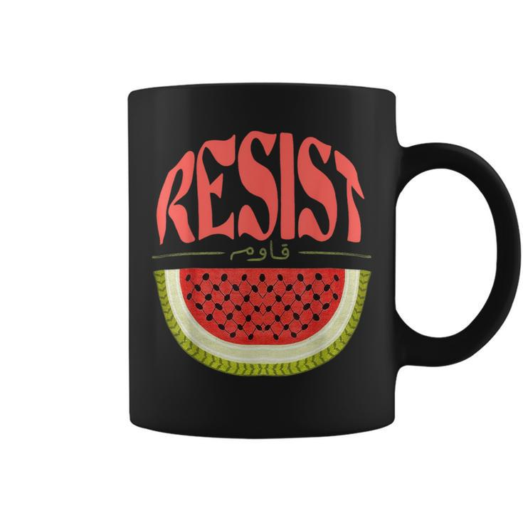 Watermelon Resist Palestine Arabic Watermelon Flag Coffee Mug
