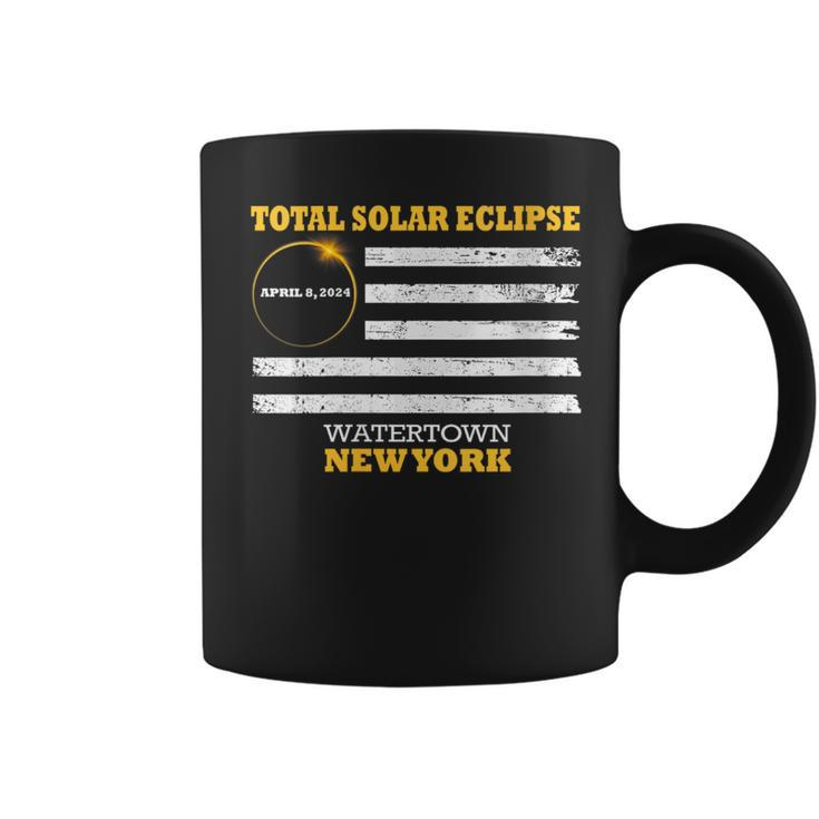 Watertown New York Solar Eclipse 2024 Us Flag Coffee Mug