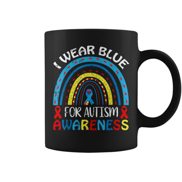 I Wear Blue For Autism Awareness Ribbon Autistic Warrior Coffee Mug