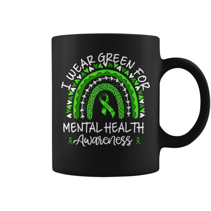 I Wear Green For Mental Health Awareness Month Rainbow Coffee Mug