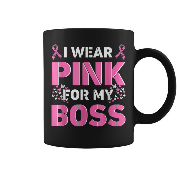 I Wear Pink For My Boss Jefe Breast Cancer Awareness Support Coffee Mug