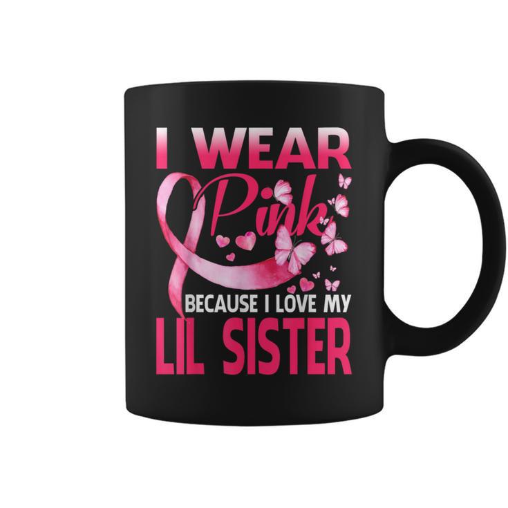 I Wear Pink For My Lil Sister Breast Cancer Awareness Coffee Mug