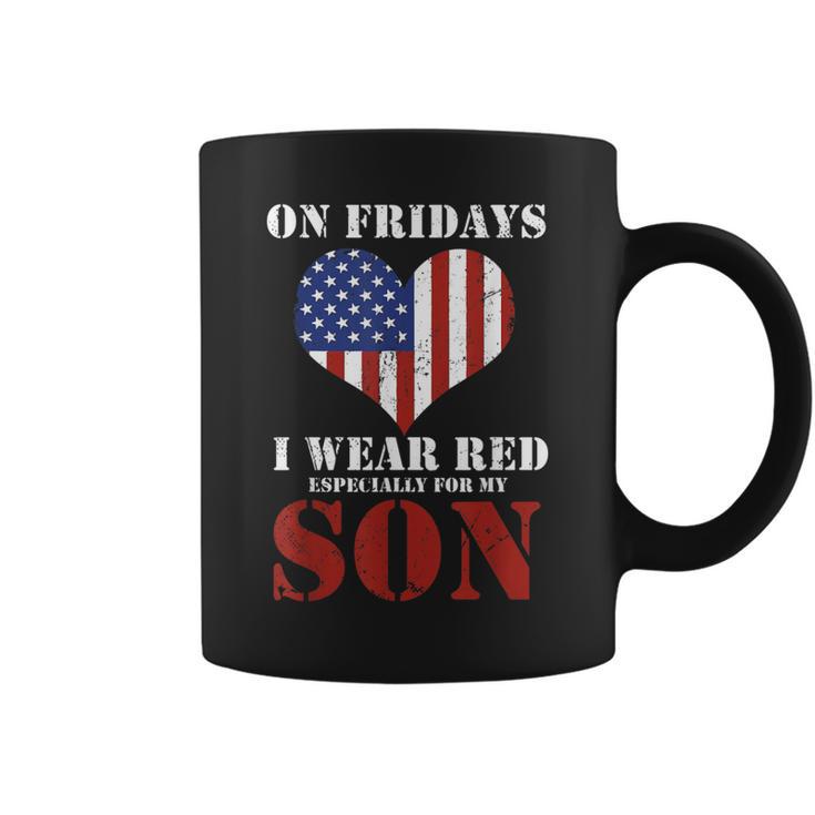 I Wear Red For My Son Perfect For A American Flag Military Coffee Mug