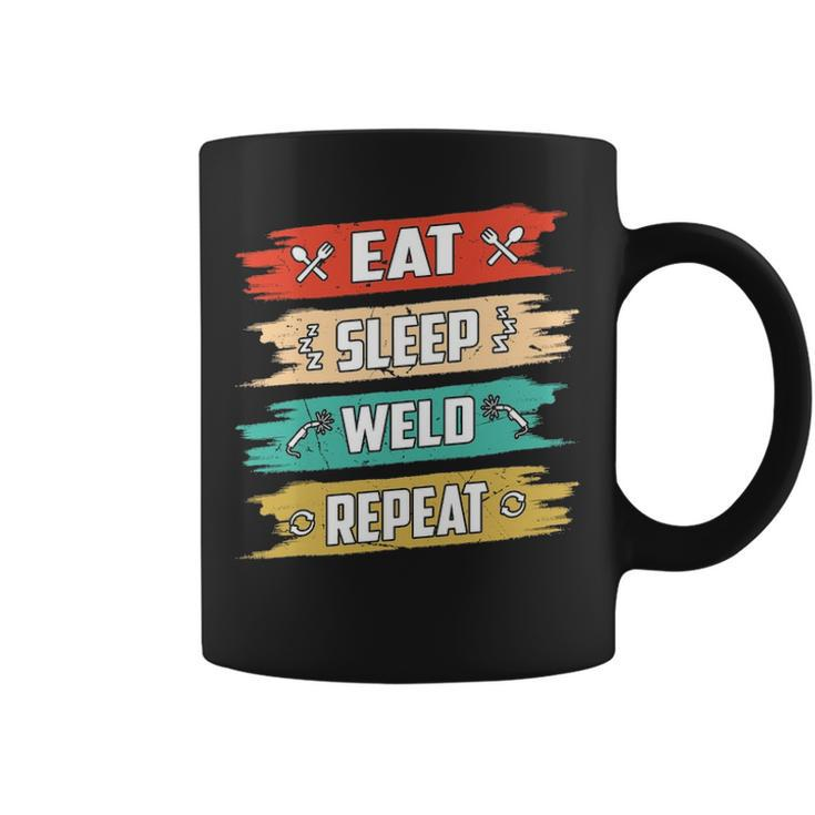 Welder Distressed Eat Sleep Weld Repeat Welding Coffee Mug