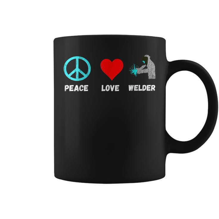 Welder Peace Love Welding Helmet Slworker Metal Workers Coffee Mug