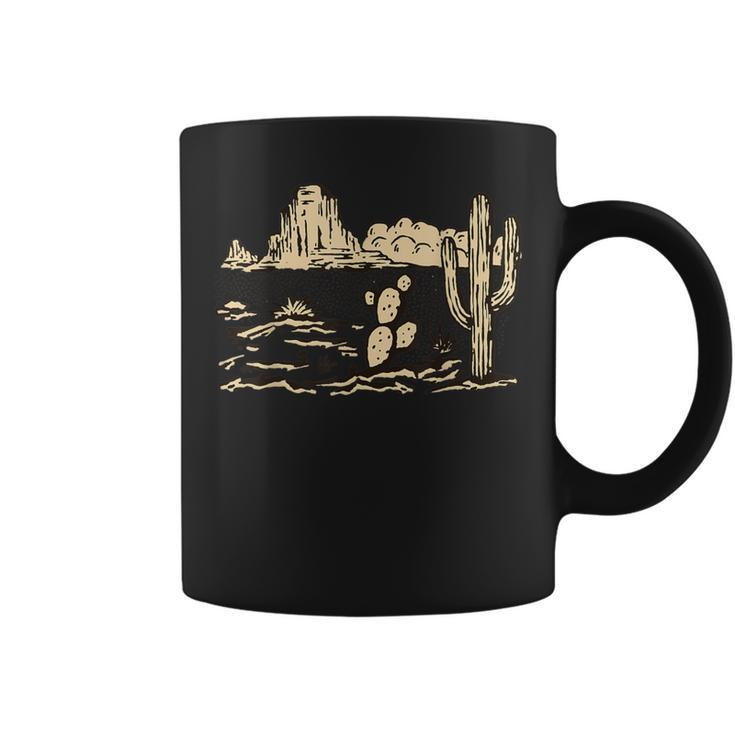 Western Desert Vintage Cactus Graphic Cowgirl Casual Coffee Mug