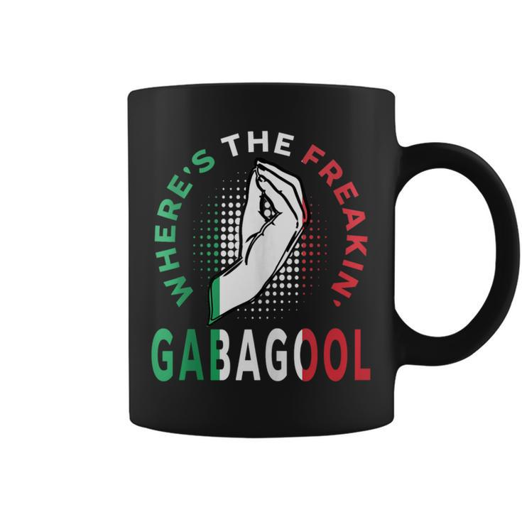 Where's The Freakin' Gabagool Meme Capicola Italian American Coffee Mug