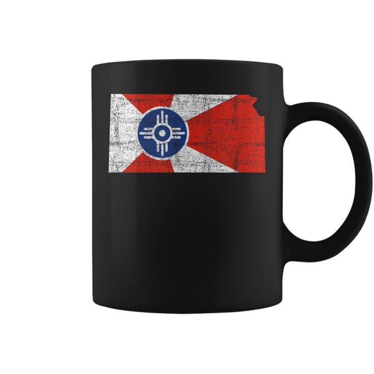 Wichita Kansas Flag Distressed Wichita Kansas Coffee Mug