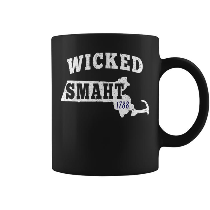 Wicked Smaht Boston Massachusetts Ma Vintage Distressed Coffee Mug