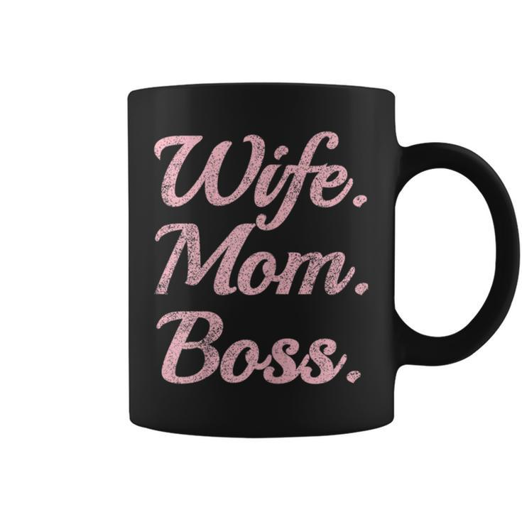 Wife Mom Boss Pink Distressed For Mothers Coffee Mug