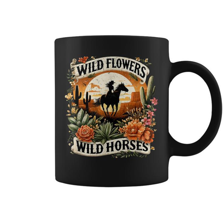 Wild Flowers Wild Horses Southern Cowgirl Riding Horse Coffee Mug