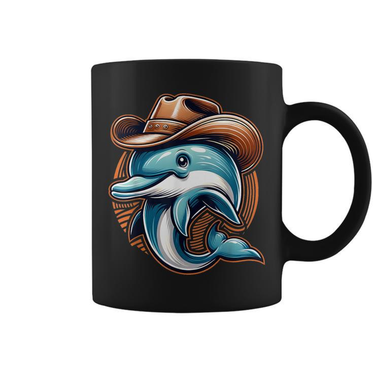 Wild Western Howdy Dolphin Sea Ocean Animal Lover Cowboy Hat Coffee Mug
