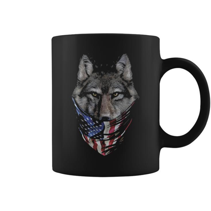 Wolf In Flag Of Usa Bandana Coffee Mug
