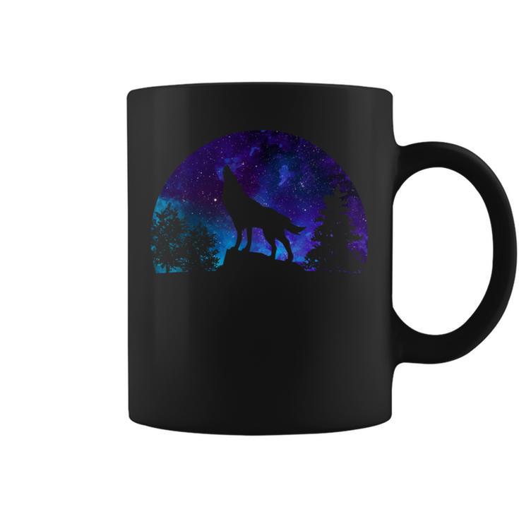 Wolf Howling Moon Love Wolves Cosmic Space Galaxy Girl Coffee Mug