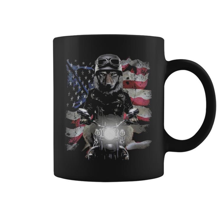 Wolf Motorbike With Flag Of Usa Coffee Mug
