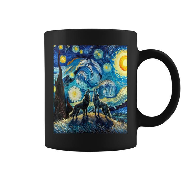 Wolves Howling At The Starry Moon Coffee Mug