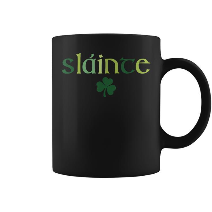 Women's Slainte St Patrick's Day Irish Clover Lucky Vibes Coffee Mug