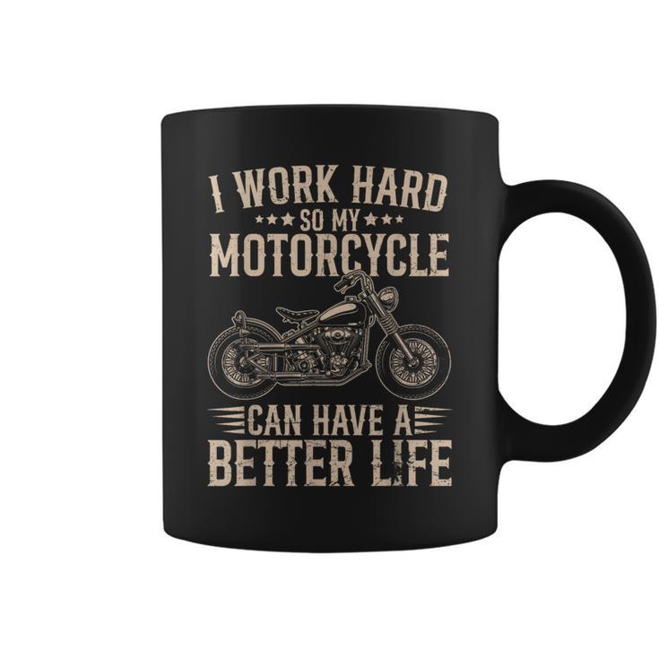 Work Hard For My Motorcycle Biker Joke Vintage Coffee Mug