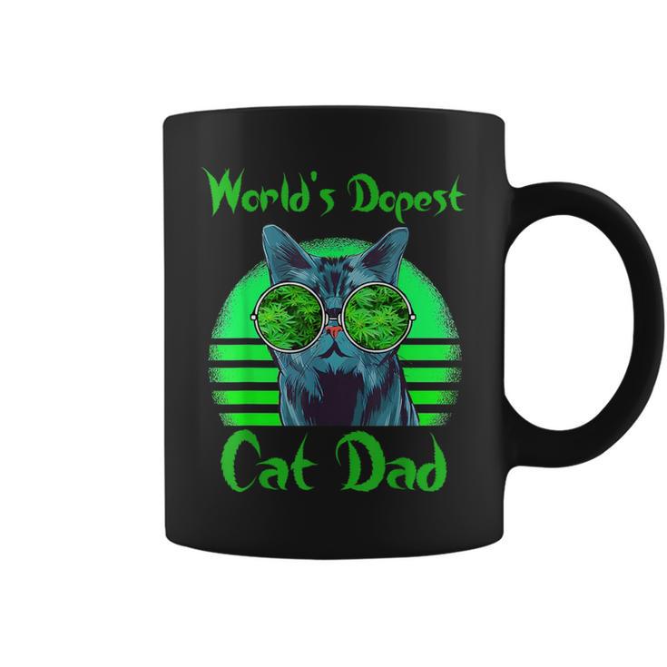 World's Dopest Cat Dad Cat Dad Weed Stoner Marijuana Coffee Mug