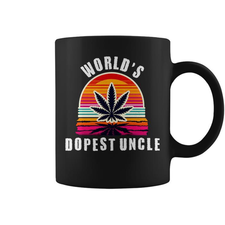 World's Dopest Uncle For Father's Day Retro Sunset Weed Men Coffee Mug