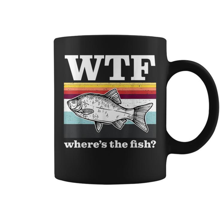 Wtf Where's The Fish Vintage Retro Fisherman Fishing Coffee Mug