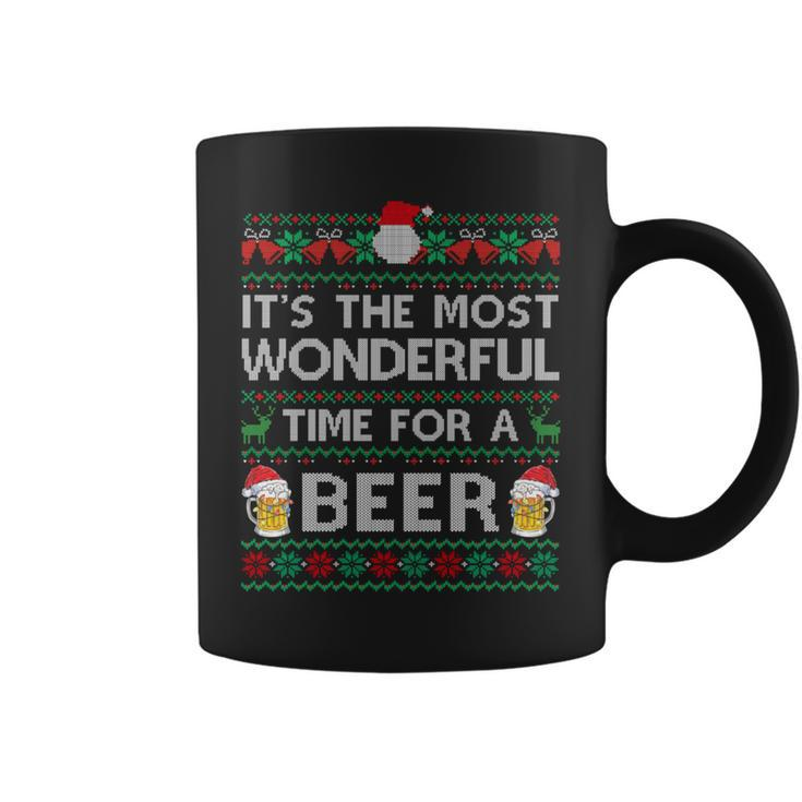 Xmas Wonderful Time For A Beer Ugly Christmas Sweaters Coffee Mug