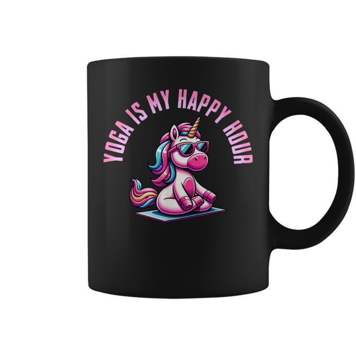 Yoga Is My Happy Hour Unicorn Vintage Yoga Saying Coffee Mug