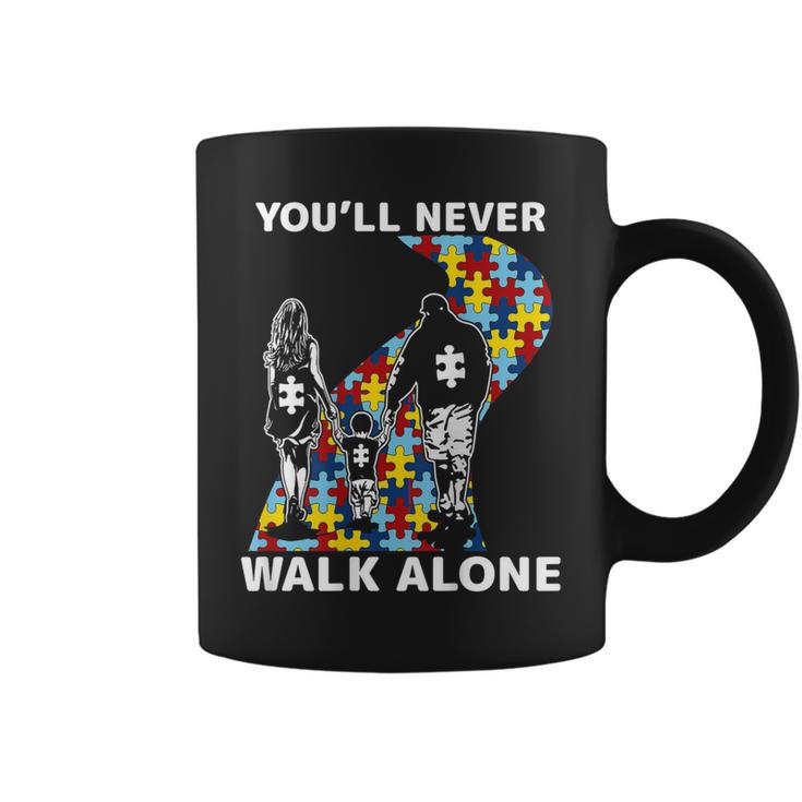 You'll Never Walk Alone Autism Awareness On Back Coffee Mug