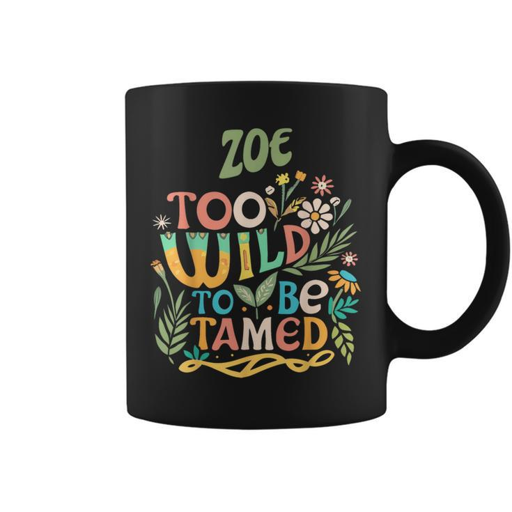 Zoe Name Cute Retro Girls Wildflower Zoe Name Coffee Mug