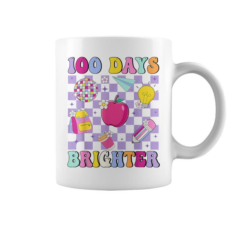 100 Days Brighter Retro Disco 100Th Day Of School Teacher Coffee Mug