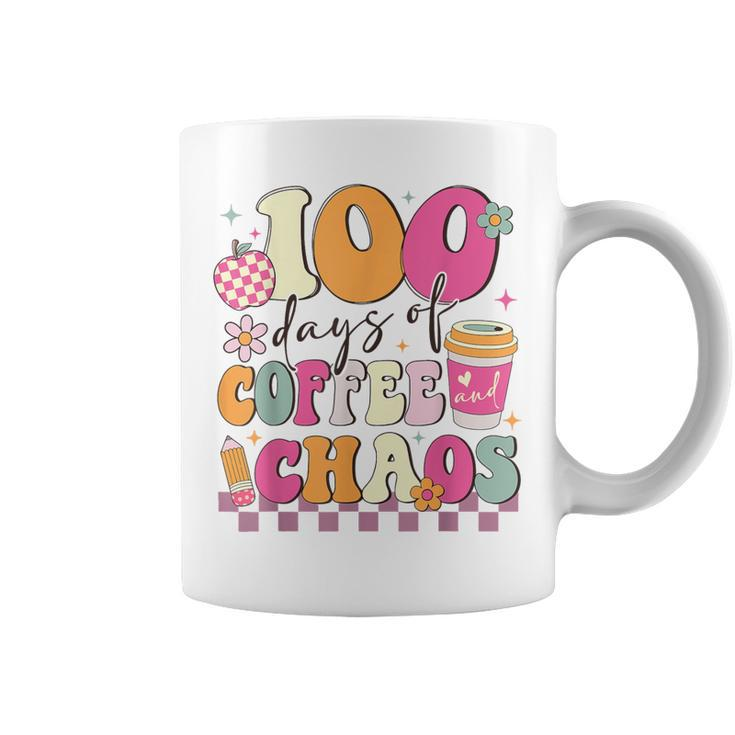 100 Days Of Coffee And Chaos 100Th Day Of School Teacher Kid Coffee Mug