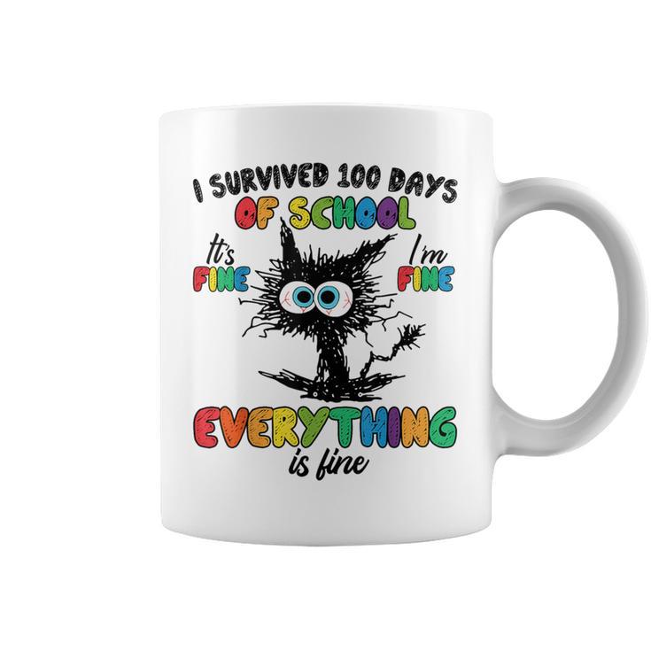 100 Days Of School It's Fine I'm Fine Everything Is Fine Coffee Mug