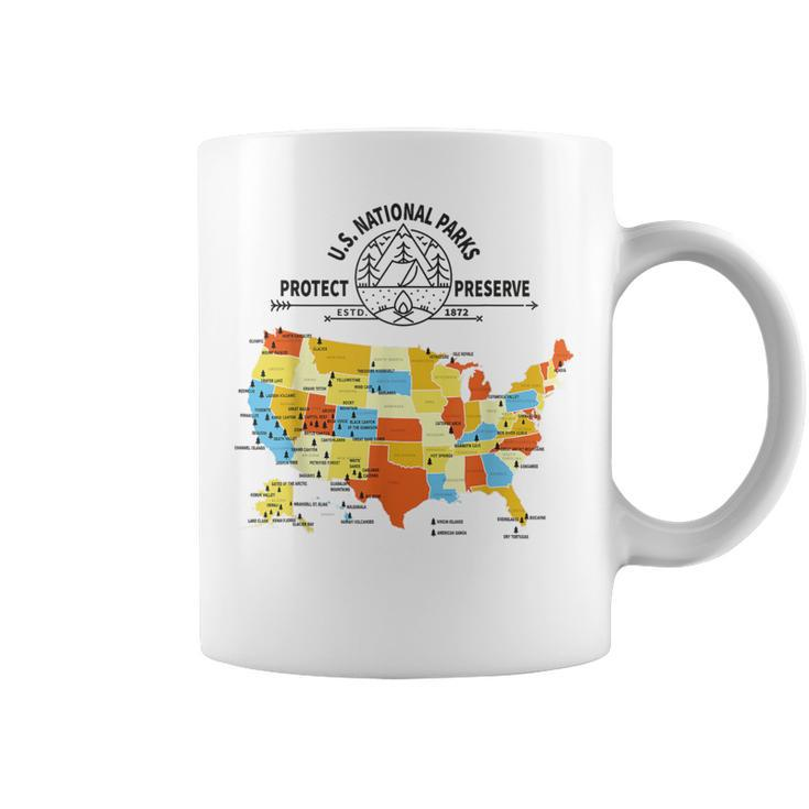 All 63 Us National Parks Map US National Park Hiking Map Coffee Mug