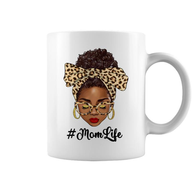 Afro Woman Messy Bun Black Mom Life Mother's Day Coffee Mug