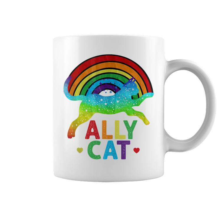 Ally Cat Lgbt Pride Ally Cat With Rainbow Coffee Mug