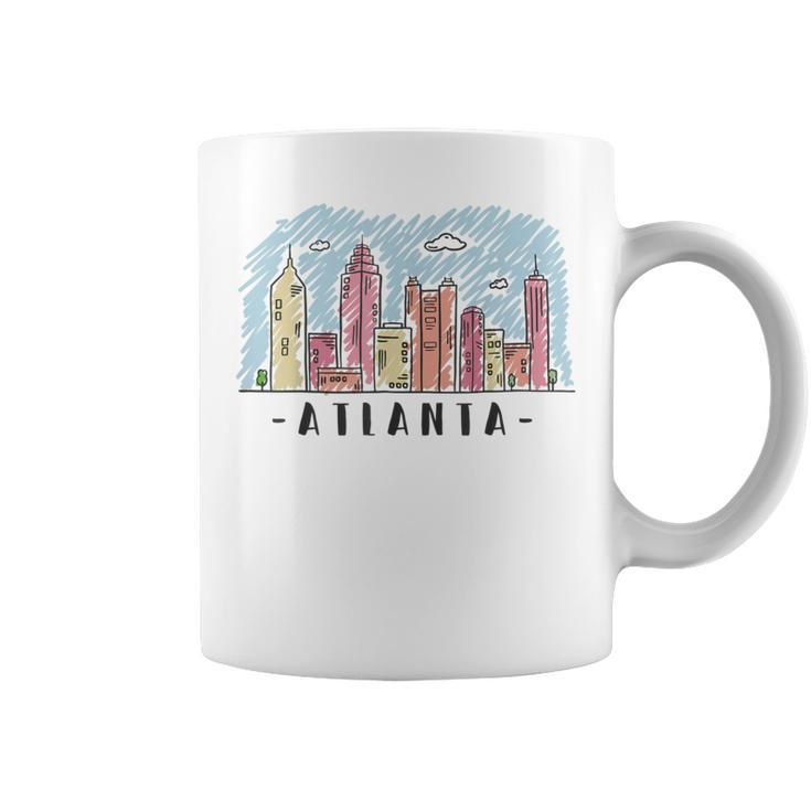 Atlanta Skyline Multi Color Watercolors Souvenir Atl Georga Coffee Mug