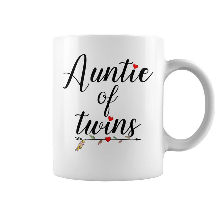 Auntie Of Twins Double Heart Pregnancy Announcement Coffee Mug