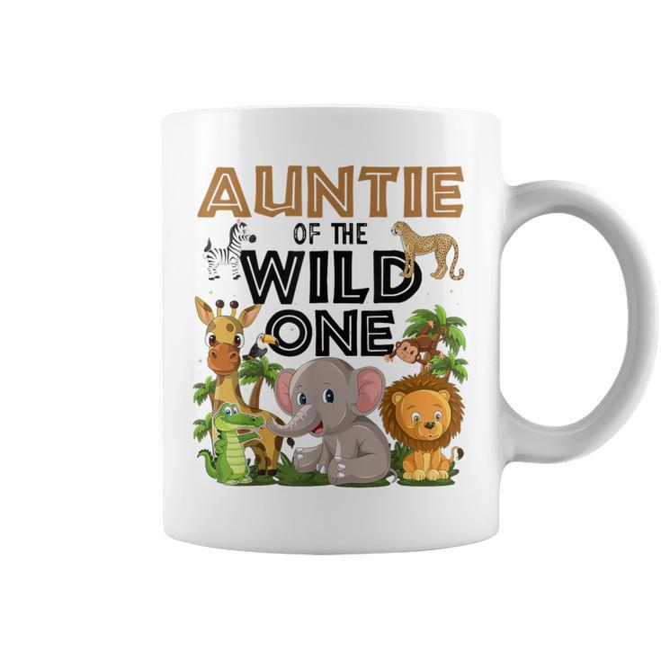 Auntie Of The Wild One Birthday 1St Safari Jungle Family Coffee Mug