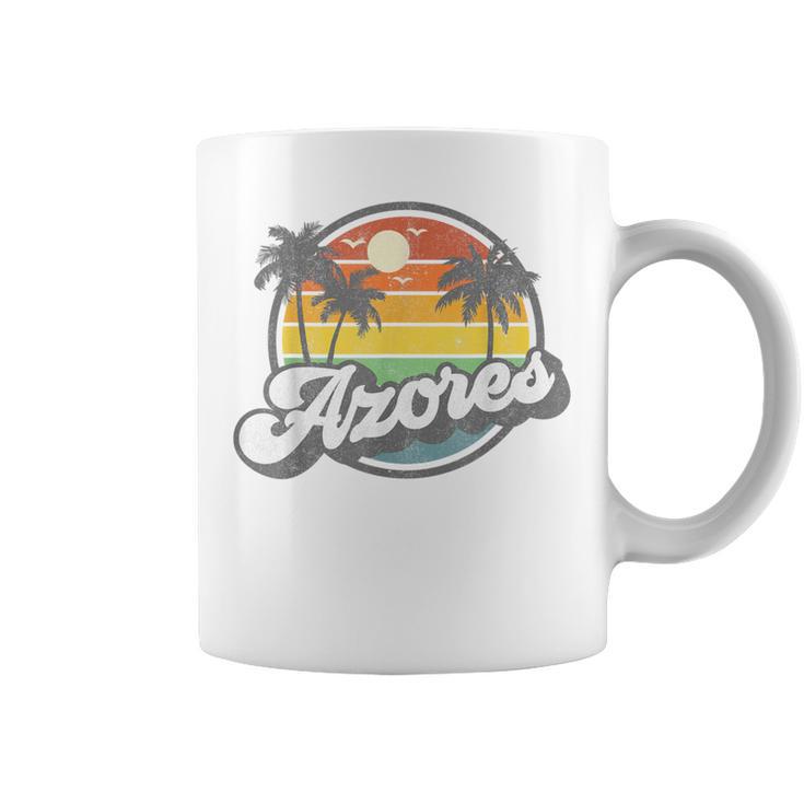 Azores Portugal Island Vacation Palm Trees Retro Beach Coffee Mug