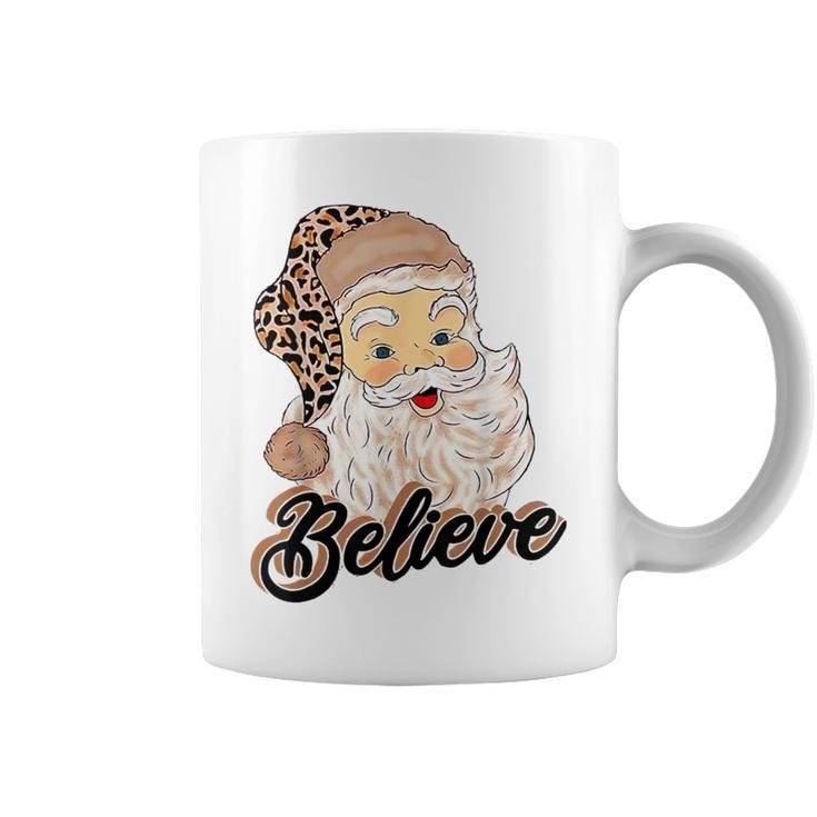 Believe Costume Santa Claus With Leopard Christmas Hat Coffee Mug