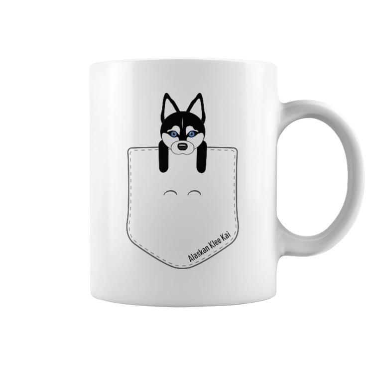 Black & White Alaskan Klee Kai Blue Eyes In Pocket Coffee Mug