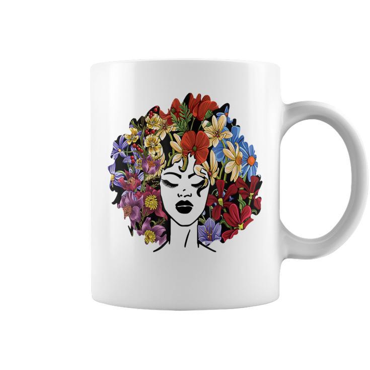 Black Queen Lady Curly Natural Afro African Black Hair Coffee Mug