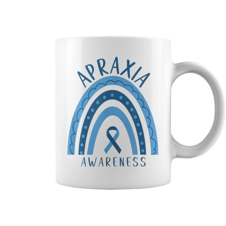 Blue Apraxia Rainbow Ribbon Awareness Coffee Mug