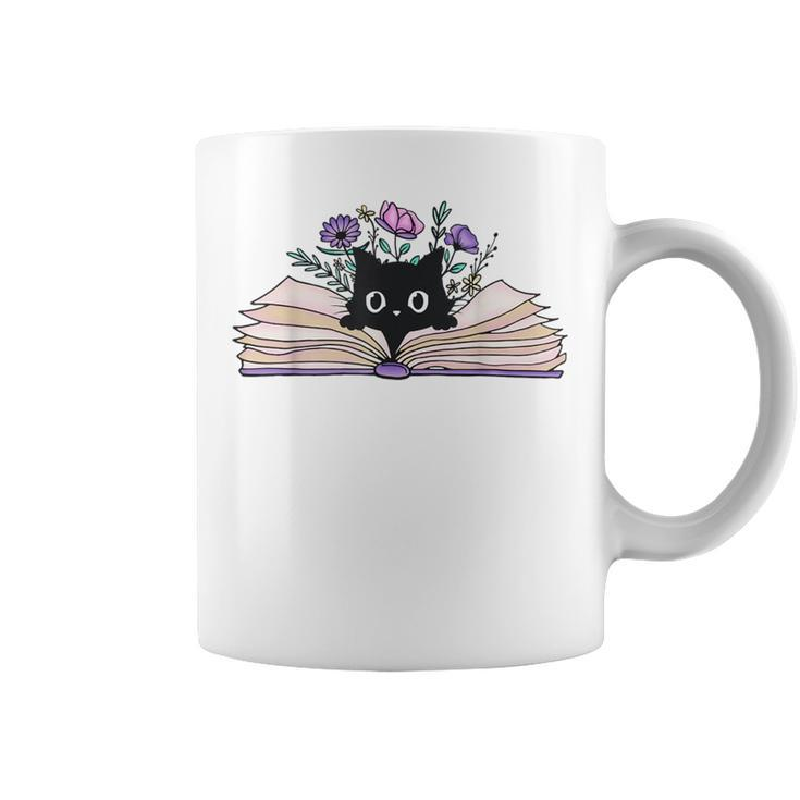 Book Black Cat Mom Reading Lovers Flower Women Coffee Mug